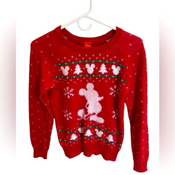 Disney Mickey Mouse Red Christmas Sweater Ladies XS | Holiday Sweater | Festive - Picture 1 of 3